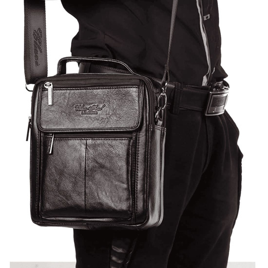 Bolsa Transversal Masculina Lateral de Couro