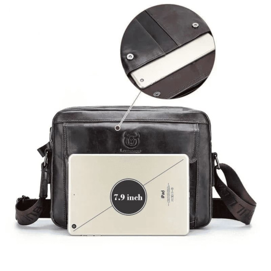 Bolsa Lateral Masculina de Couro Legítimo