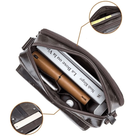 Bolsa Lateral Masculina de Couro Legítimo