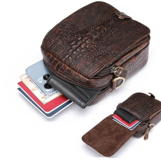 Bolsa de Lado Masculina Tiracolo Jacaré