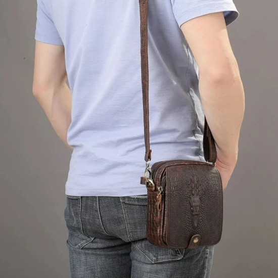 Bolsa de Lado Masculina Tiracolo Jacaré