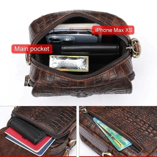 Bolsa de Lado Masculina Tiracolo Jacaré