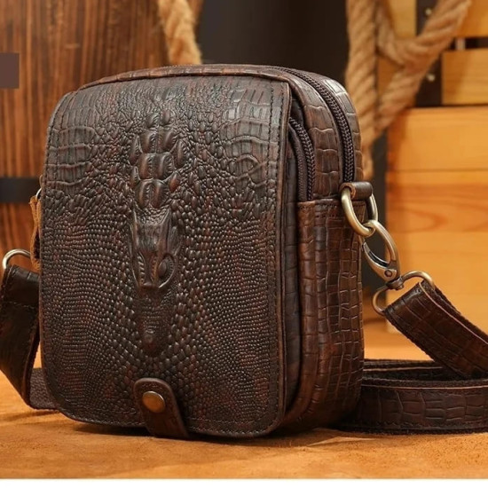 Bolsa de Lado Masculina Tiracolo Jacaré