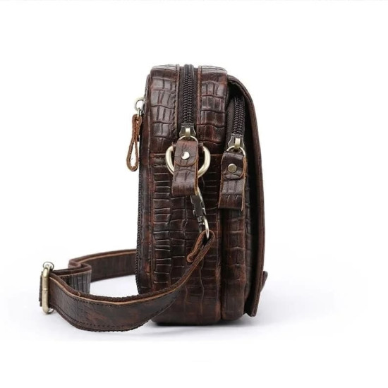 Bolsa de Lado Masculina Tiracolo Jacaré