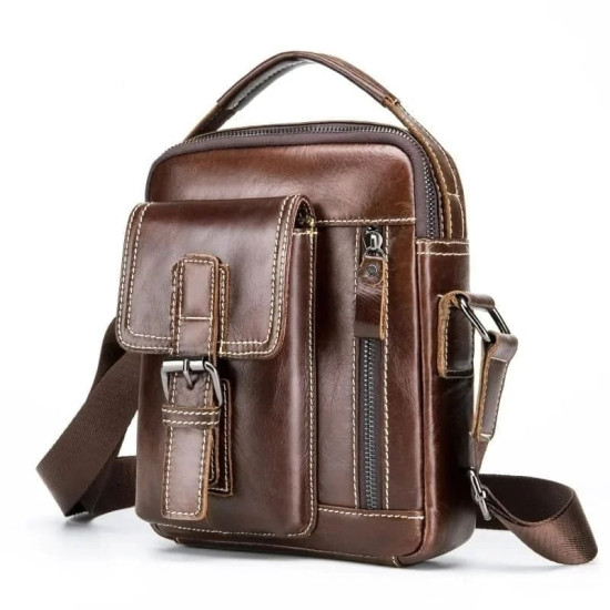 Bolsa de Lado Masculina Tiracolo Transversal em Couro