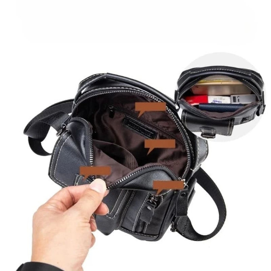 Bolsa de Lado Masculina Tiracolo Transversal em Couro