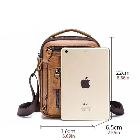 Bolsa Tiracolo Para Homem em Couro Legítimo