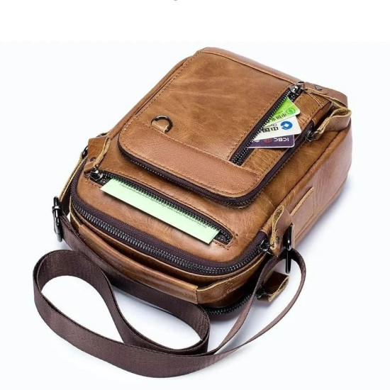 Bolsa Tiracolo Para Homem em Couro Legítimo