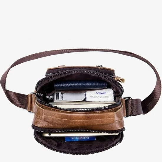 Bolsa Tiracolo Para Homem em Couro Legítimo