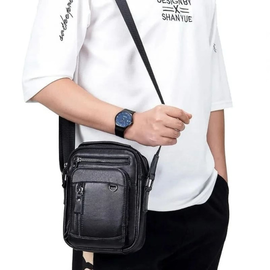 Bolsa Tiracolo Para Homem em Couro Legítimo