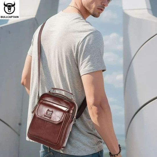 Bolsa Tiracolo Masculina de Couro Lateral