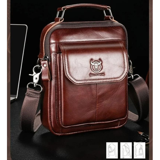 Bolsa Tiracolo Masculina de Couro Lateral