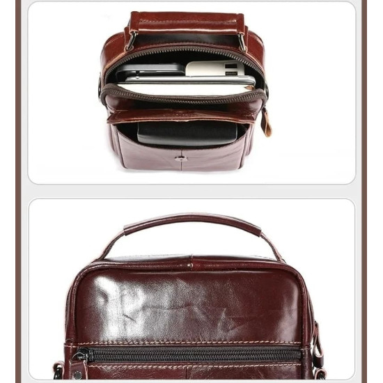 Bolsa Tiracolo Masculina de Couro Lateral