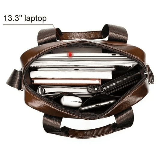 Bolsa de Ombro Masculina de Couro Transversal