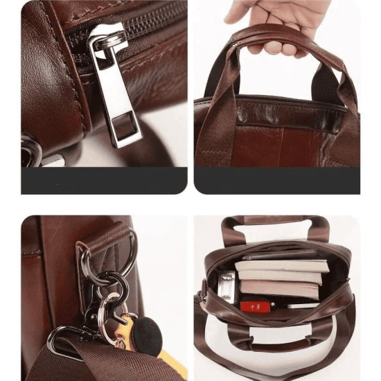 Bolsa de Ombro Masculina de Couro Transversal
