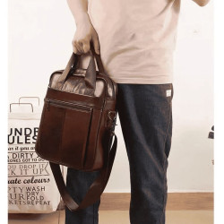 Bolsa de Ombro Masculina de Couro Transversal