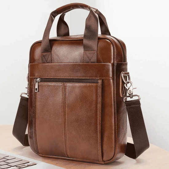 Bolsa de Ombro Masculina de Couro Transversal