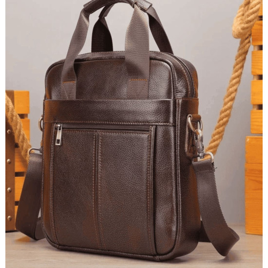 Bolsa de Ombro Masculina de Couro Transversal