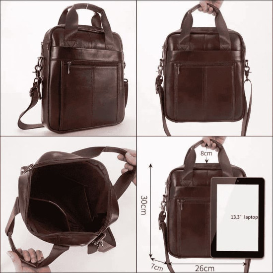 Bolsa de Ombro Masculina de Couro Transversal