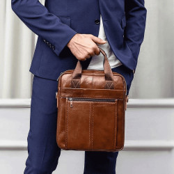 Bolsa de Ombro Masculina de Couro Transversal