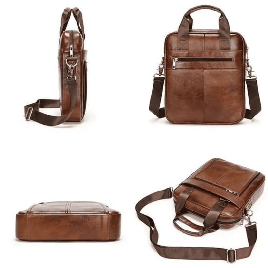 Bolsa de Ombro Masculina de Couro Transversal