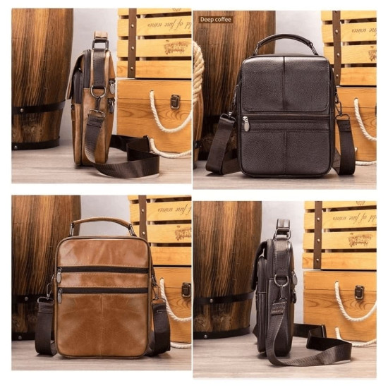 Bolsa de Couro Tiracolo Masculina Mini Carteiro