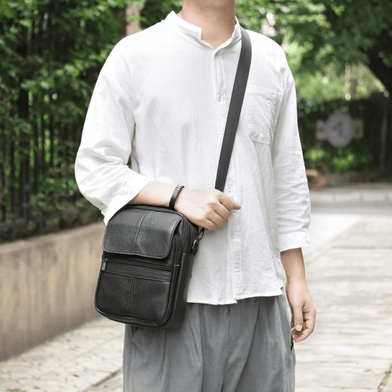 Bolsa de Couro Tiracolo Masculina Mini Carteiro