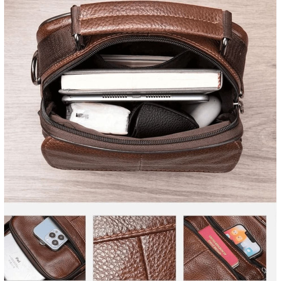 Bolsa de Couro Tiracolo Masculina Mini Carteiro