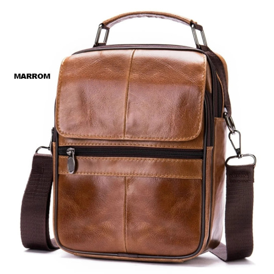 Bolsa de Couro Tiracolo Masculina Mini Carteiro