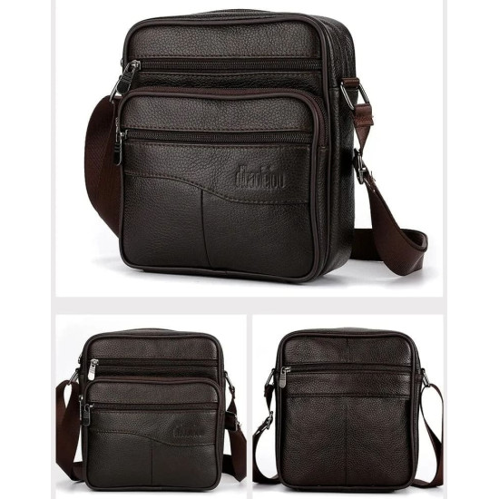 Bolsa Lateral Masculina de Couro Tiracolo Pequena