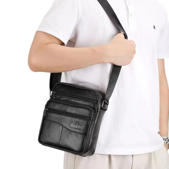 Bolsa Lateral Masculina de Couro Tiracolo Pequena