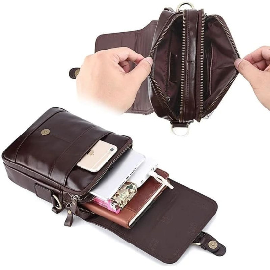 Bolsa Masculina Transversal Pequena Couro