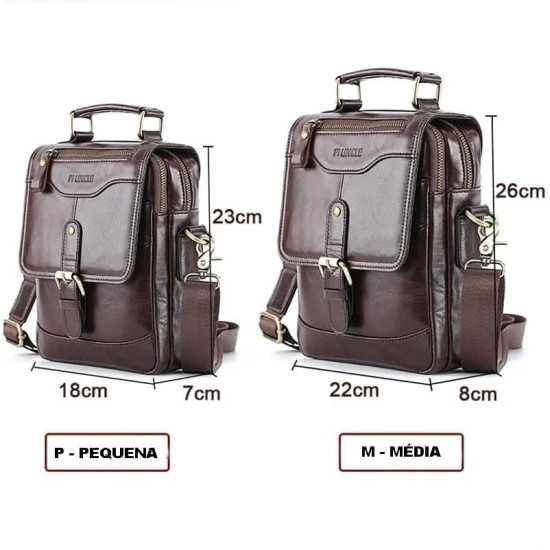 Bolsa Masculina Transversal Pequena Couro