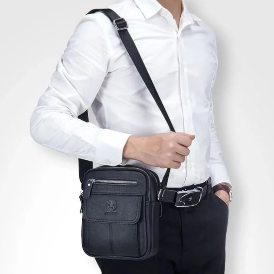 Bolsa Pequena Masculina Transversal Couro Legítimo
