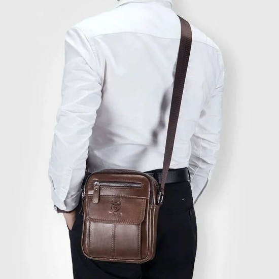 Bolsa Pequena Masculina Transversal Couro Legítimo