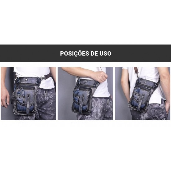 Bolsa de Perna Masculina Motoqueiro Couro