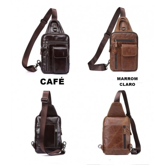 Bolsa Transversal Masculina Couro Nobre