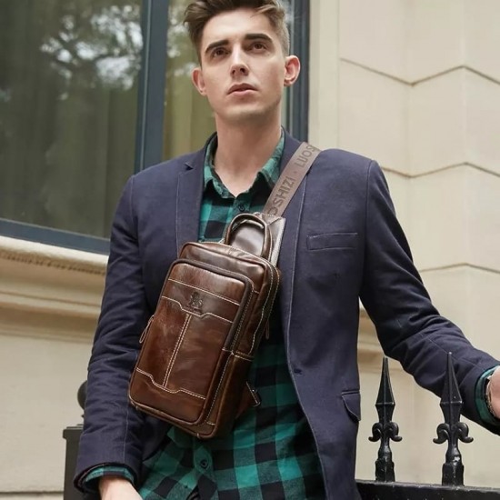 Bolsa Masculina Transversal em Couro Milão