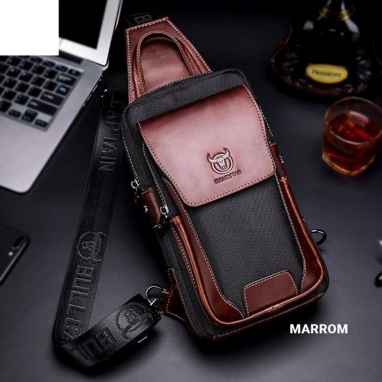 Bolsa de Couro Masculina Transversal