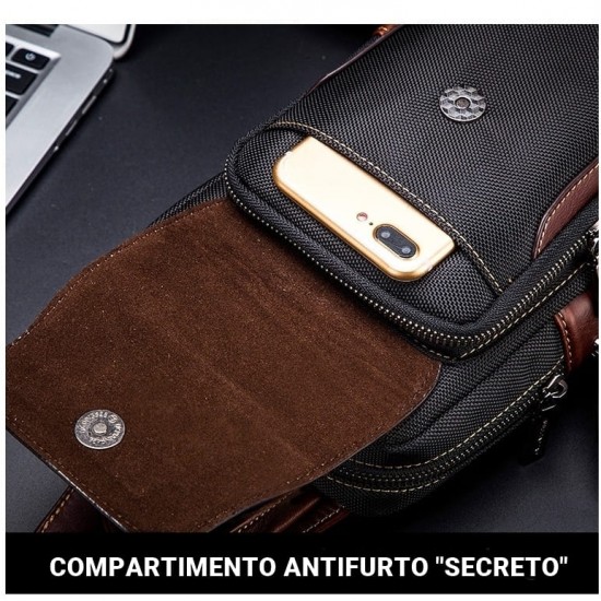 Bolsa de Couro Masculina Transversal