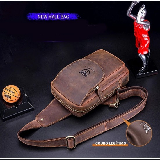 Bolsa Masculina Transversal Couro Legítimo