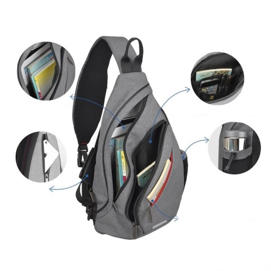 Bolsa Mochila Transversal USB Impermeável 