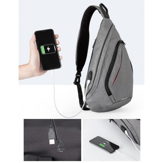 Bolsa Mochila Transversal USB Impermeável 