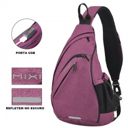 Bolsa Mochila Transversal USB Impermeável 