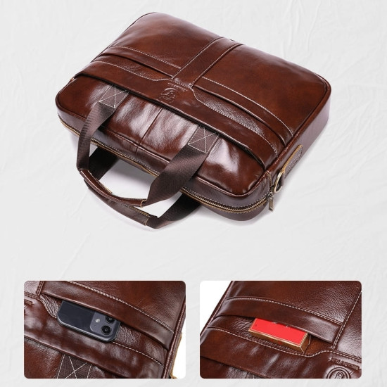 Bolsa Que Cabe Notebook até 15.6 Polegadas em Couro
