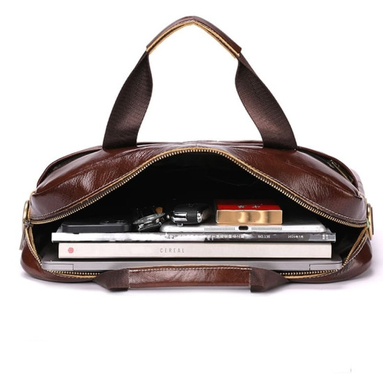 Bolsa Que Cabe Notebook até 15.6 Polegadas em Couro