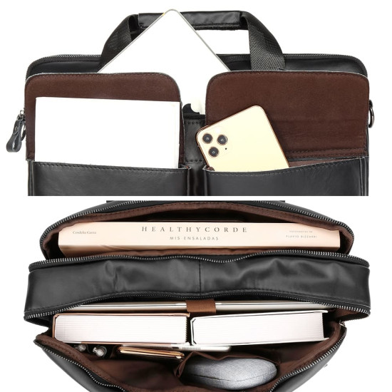 Pasta Executiva Masculina em Couro Legítimo 15.6 Polegadas