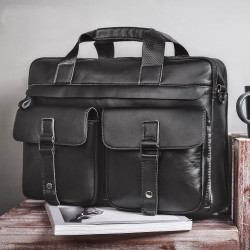 Pasta Executiva Masculina em Couro Legítimo 15.6 Polegadas