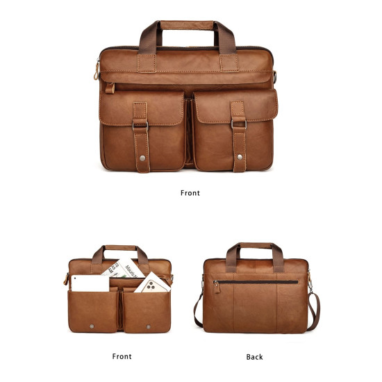 Pasta Executiva Masculina em Couro Legítimo 15.6 Polegadas