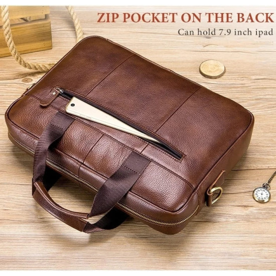 Pasta Executiva Masculina em Couro Legítimo 15 Polegadas